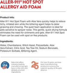 NaturVet Aller-911 Hot Spot Allergy Aid Foam Pet Supplement Plus Aloe Vera – Helps to Relieve Irritated, Itchy Skin for Cats, Dogs – Helps Deter Gnawing, Chewing – Quick Drying – 8 Oz.