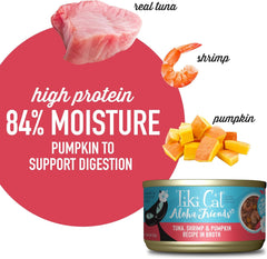 Tiki Cat Aloha Friends, Tuna, Shrimp & Pumpkin, Grain-Free & High Moisture, Wet Cat Food for All Life Stages