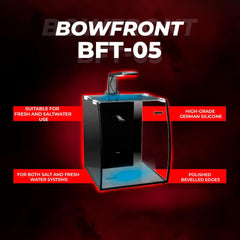 Aquatop Vertical Bowfront Glass Aquarium, 5-Gallon – All-in-One Tank with Filter and LED Light, High Clarity Glass for Freshwater & Saltwater