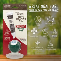 TropiClean Enticers Kong Dental Ball Kit for Medium Dogs | Teeth Cleaning Gel | Smoked Beef Brisket Flavor |