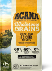 ACANA Wholesome Grains Dry Dog Food, Free-Run Poultry, Real Chicken & Turkey and Eggs Dog Food Recip