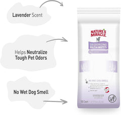 Nature's Miracle Deodorizing Bath Wipes for Dogs, 100 Count, Lavender Scent