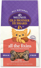 Old Mother Hubbard Wellness All the Fixins Dog Biscuits, Natural, Training Treats, Turkey & Sweet Potato Flavor, Mini Size (16 Ounce Bag)