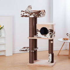 PetPals 50” Grand Maine Coon™ Cat Tree – Cowboy, with Large Condo,Big Top Perch, Extra Durable & Sturdy Large Cat Tower (Brown)