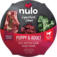 Nulo Dog Signature Stew Beef, Beef Liver, & Kale in Broth, 16 x 6 oz Cup
