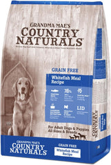 Grandma Mae’s Country Naturals Dry Dog Food, Grain Free Formula, Whitefish, Slow Cooked & Nutrient Dense, Made in USA, 4 LB Bag