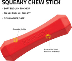 Playology Squeaky Chew Stick Dog Toy for Large to X-Large Dogs 50 lbs & up | Engaging All-Natural Beef Scented Chew Toy for Tough Chewers | Easy to Clean & Non-Toxic Materials