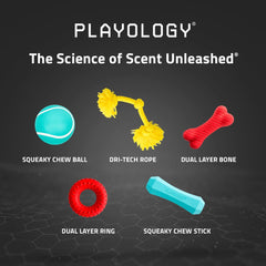 Playology Dual Layer Ring Toy for Large to X-Large Dogs 50lbs & up | Engaging All-Natural Beef Scented Durable Dog Chew Toy for Power Chewers | Easy to Clean, Interactive & Non-Toxic