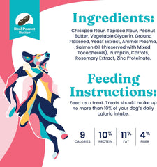 Solid Gold Healthy Dog Treats - Functional Dog Treats for Training + Skin & Coat Health - Peanut Butter Flavor with Salmon Oil Healthy Training Treats for Dogs 5.2-oz