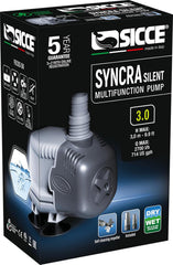 SICCE Syncra Silent 3.0 Multifunction 714 GPH Submersible Water Pump | Italian Made 48W Ultra Quiet Durable Aquarium Fish Tank, Fountain, Pond, Hydroponics, Terrarium Black | Freshwater & Saltwater