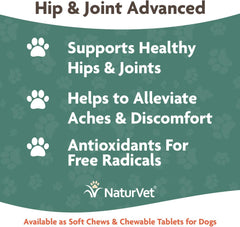 NaturVet Senior Wellness Hip and Joint Plus Omegas Advanced Supplement for Dogs, Chewable Tablets Time Release, Made in The USA, 40 Count