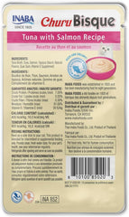 INABA Churu Bisque for Cats, Creamy Lickable Purée Side Dish with Vitamin E, Tuna with Salmon Recipe