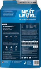Next Level Super Premium Dog Food – HI-PRO Puppy – Dry Kibble for Dogs for Small Breeds at All Life Stages – 28% Protein, Beef, Pork, Fish, Chicken with Gluten Free Grains