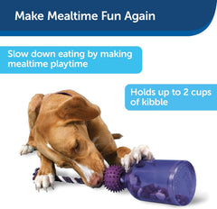 PetSafe Busy Buddy Tug-A-Jug - Treat-Dispensing Dog Toy - Slow Down Eating - 2 Cup Capacity - Lower Separation Anxiety - Cleans Teeth - Easy to Wash - Multi-Sensory Stimulation - Purple