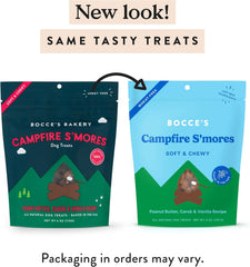 Bocce's Bakery Campfire S'Mores Treats for Dogs, Wheat-Free Everyday Dog Treats, Made with Real Ingredients, Baked in The USA, All-Natural Soft & Chewy Cookies, Peanut Butter, Carob, & Vanilla, 6 oz