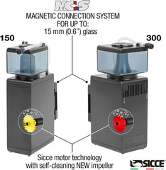 Sicce Shark Nano Protein Skimmer 150 up to 40 Gallon Saltwater Aquariums | Ultra Quiet Pump, Adjustable, Compact, Small Aquarium Marine Reef Tank