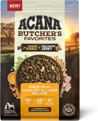 ACANA Butcher's Favorites Dry Dog Food, Free-Run Poultry* & Liver Recipe, Dog Food Kibble & real chicken jerky