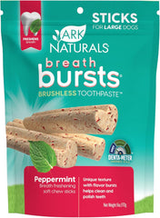 ARK NATURALS Breath Bursts Brushless Toothpaste, Dog Dental Sticks for Large Breeds, Unique Texture Helps Clean Teeth & Freshen Breath, Peppermint