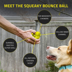 Playology Squeaky Bounce Ball Dog Toy, for Large Dogs (35lbs and Up) - for Heavy Chewers - Engaging All-Natural Chicken Scented Toy - Non-Toxic Materials