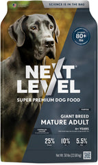 Next Level Super Premium Dog Food – Giant Breed Mature Adult – Dry Kibble for Large Breed Adult – 25% Protein, Chicken, Fish & Gluten Free Grains – Glucosamine & Chondroitin for Joint Health 50 lb