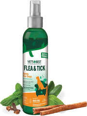 HERO PET  Vet's Best Natural Flea and Tick Spray for Dogs – Plant-Based Flea Repellent with Certified Essential Oils – Natural Pest Control and Prevention – Non-Toxic Formula for Home Use – 8 oz Bottle