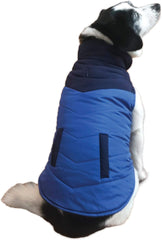 Fashion Pet Color Block Puffer Dog Coat Blue