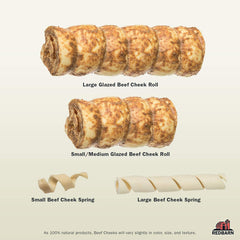 Redbarn All-Natural Beef Cheek Rolls for Dogs, Grain-Free Cow Cheeks are Naturally Rich in Collagen(Chicken & Carrot)