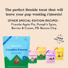 Bocce's Bakery Campfire S'Mores Treats for Dogs, Wheat-Free Everyday Dog Treats, Made with Real Ingredients, Baked in The USA, All-Natural Soft & Chewy Cookies, Peanut Butter, Carob, & Vanilla, 6 oz