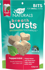 ARK NATURALS Breath Bursts Brushless Toothpaste Dog Treats, Dog Dental Bits for Small Breeds, Unique Texture Helps Clean Teeth & Freshen Breath, Peppermint