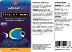 Coralife Fish Tank Aquarium Garlic Xtreme Attractant and Food Supplement for Saltwater Marine or Freshwater Fish, 1 oz