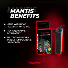 Aquatop Mantis Mini Aquarium Heater – Fully Submersible for Nano Tanks Up to 3 Gallons, Preset 77°F Thermostat, Heat-Resistant Design