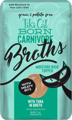 Tiki Cat Born Carnivore Broths, Tuna Recipe, Hydration and Flavor Supplement Cat Food Topper
