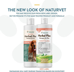 NaturVet Herbal Flea Pet Shampoo with Essential Oils – Helps Against Fleas, Insects – Deodorizing Dog Shampoo – Includes Rosemary, Cedarwood, Geranium, White Thyme Oils – 16 Oz.