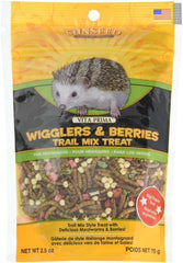 Sunseed Vita Prima Wigglers & Berries Hedgehog Treat - Mealworms for Hedgehogs - Small Animal Trail Mix Snack