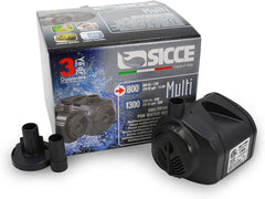SICCE MULTI 800 Multifunction Aquarium Pump, 220 GPH, designed for submerged use, low working heat