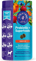 NaturVet Evolutions Probiotic & Superfoods 90ct Soft Chews for Dogs - Prebiotic & Probiotic Blend, Digestive Enzymes, Bone Broth, Omega's - Nourishes Natural Gut Bacteria and Intestinal Microflora
