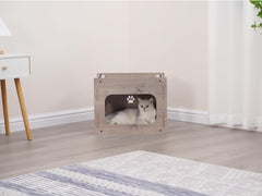 PetPals Nifty Grey Cat Brush, Grooming and cat Massager with Scratching Pad, Size 14.5" x 14.5" x 14"