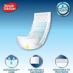 Simple Solution Disposable Dog Diapers Wraps for Male Dogs, True Fit, Absorbent, Leak Proof with Wetness Indicator, Puppy and Doggie Diaper for Peeing, For Small Pets