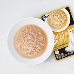 INABA Chicken Broth, Shredded Chicken & Broth Side Dish/Topper for Cats with Vitamin E, 1.76 Ounce Pouch, 8 Pouches Total, Chicken and Scallop Recipe