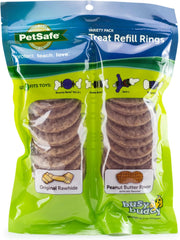 PetSafe® Rawhide Treat Ring Refills, Variety Pack, Original Rawhide and Peanut Butter Flavor, Replacement Treats Busy Buddy Treat Ring Holding Toys