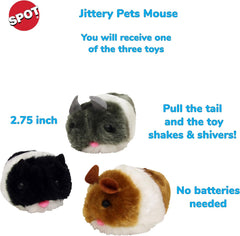 SPOT Jittery Pets Mouse Cat Toy - Shaking, Shivering Plush Toy with Pull-Tail Action for Indoor Cats & Kittens, Fun to Chase, Sway, and Hunt, No Batteries Needed