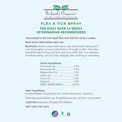 Richard’s Organics Gentle Flea and Tick Spray for Dogs –100% Natural Actives Kills Fleas, Ticks, Repels Mosquitos for Up to 4 Weeks – No Harsh Chemicals, Safe for Use Around Children