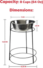 SPOT Hi Rise Single Diner Elevated Dog Feeder, 2qt Stainless Steel Bowl, Durable Wire Stand, Hygienic, Easy to Clean, Promotes Proper Posture for Tall Pets, Ideal for Medium and Large Breeds