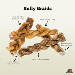 Redbarn Odor Free 7" Braided Bully Sticks for Dogs