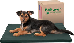Furhaven Water-Resistant Dog Bed for Extra Small Dogs w/ Removable Washable Cover, Perfect for Crates & Kennels, For Dogs Up to 12 lbs - Two-Tone Reversible Crate Pad - Green/Gray