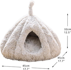 PetPals Cat Bed Made with a Soft Plush Material (Rose Hut)