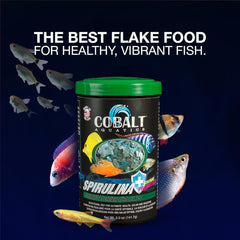 Cobalt Aquatics Spirulina Flakes with Blue Flakes, 0.5 oz - Premium Fish Food for Health & Vitality - Perfect for Freshwater & Marine Aquariums
