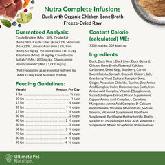 ULTIMATE PET NUTRITION Nutra Complete Bone Broth Infusions, 100% Freeze Dried Raw Veterinarian Formulated Dog Food with Antioxidants Prebiotics and Amino Acids (Bone Broth Duck)