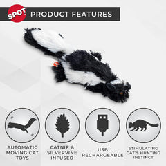 SPOT Flippin’ Skinneeez Flopping Interactive Realistic Flopping Wiggling Moving Potent Catnip Cat Toy for Indoor Cats - Skunk
