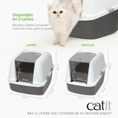 Catit Large Hooded Grey Litter Box with Airsift Filter System